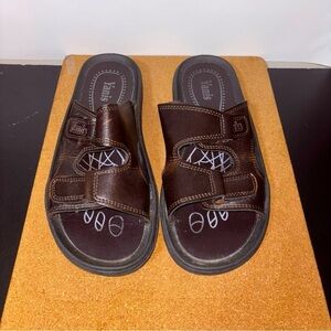 3/$15 Yanis Mens Brown Slide Sandals Size 44 Velcro Straps